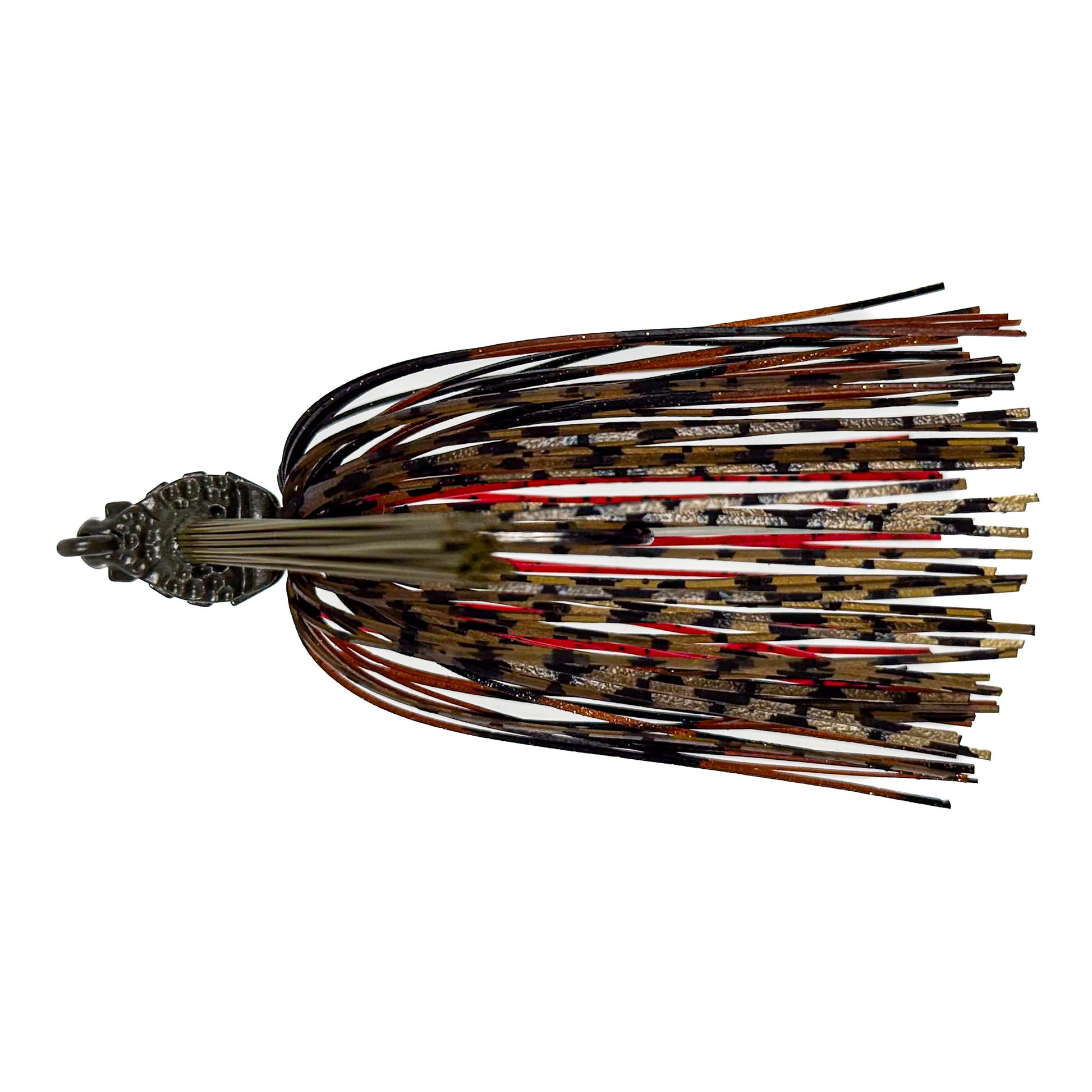 Fishing lure with multicolored skirt on a white background