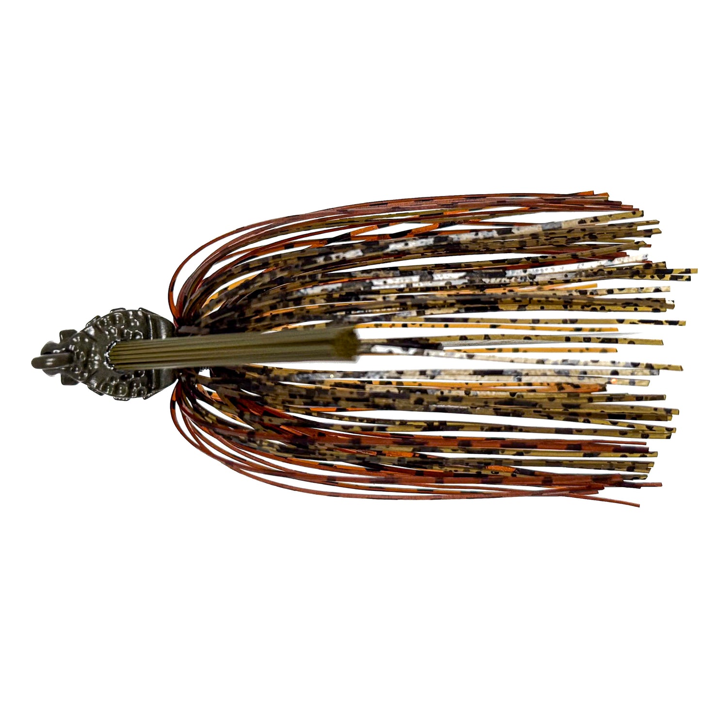 Fishing lure with multicolored skirt on a white background
